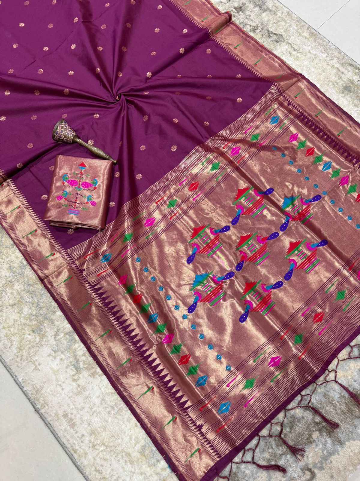 KHADI RAW SILK MUNIYA PAITHANI RICH ZARI WEAVING SAREE 2 AT WHOLESALE PRICE  