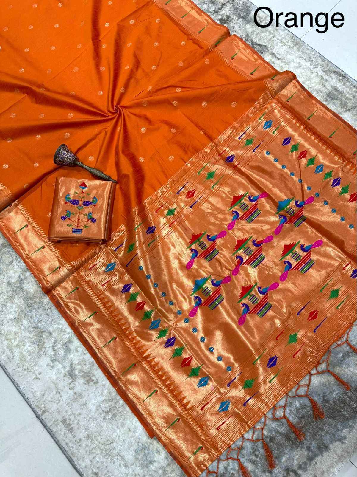 KHADI RAW SILK MUNIYA PAITHANI RICH ZARI WEAVING SAREE 2 AT WHOLESALE PRICE  