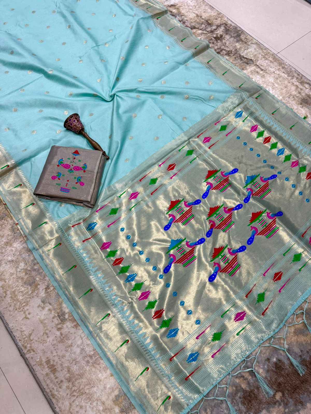 KHADI RAW SILK MUNIYA PAITHANI RICH ZARI WEAVING SAREE 2 AT WHOLESALE PRICE  