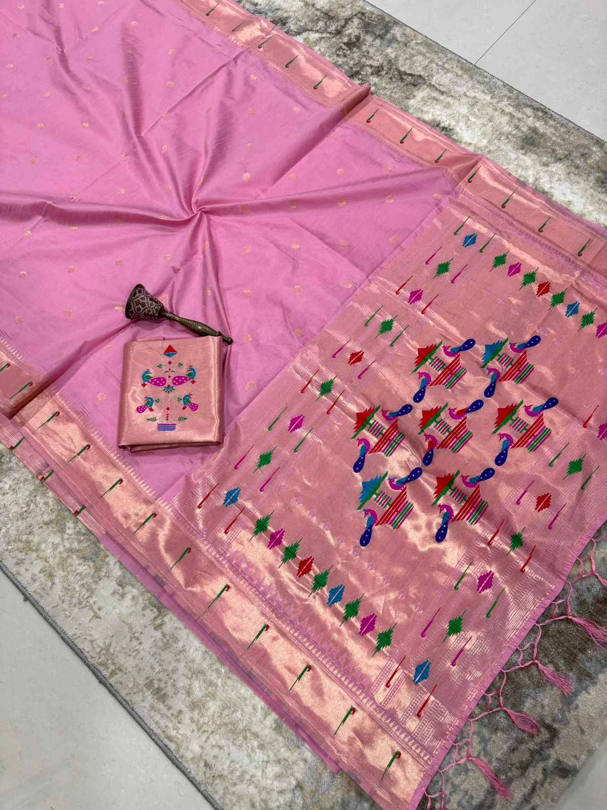 KHADI RAW SILK MUNIYA PAITHANI RICH ZARI WEAVING SAREE 2 AT WHOLESALE PRICE  