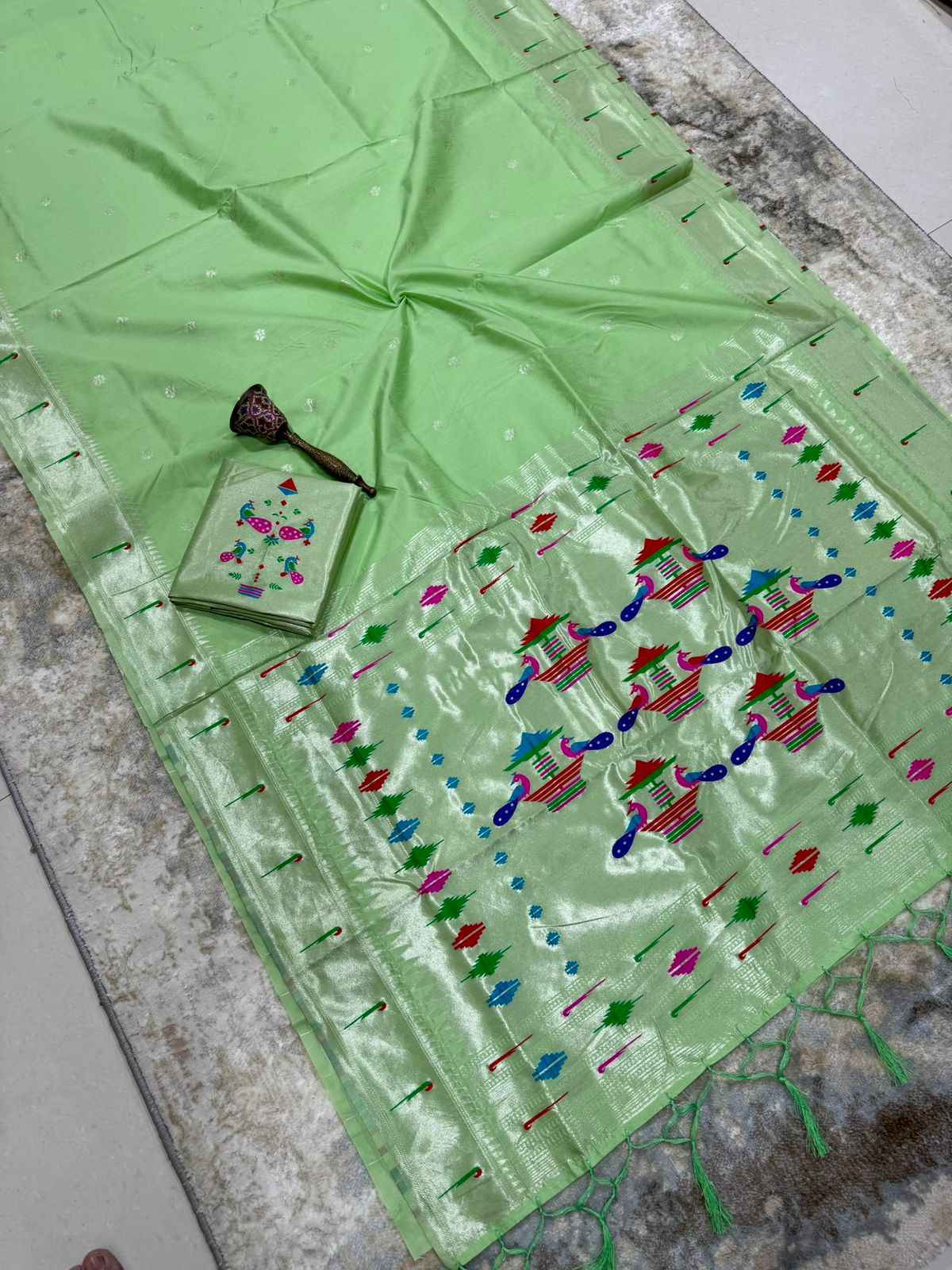 KHADI RAW SILK MUNIYA PAITHANI RICH ZARI WEAVING SAREE 2 AT WHOLESALE PRICE  