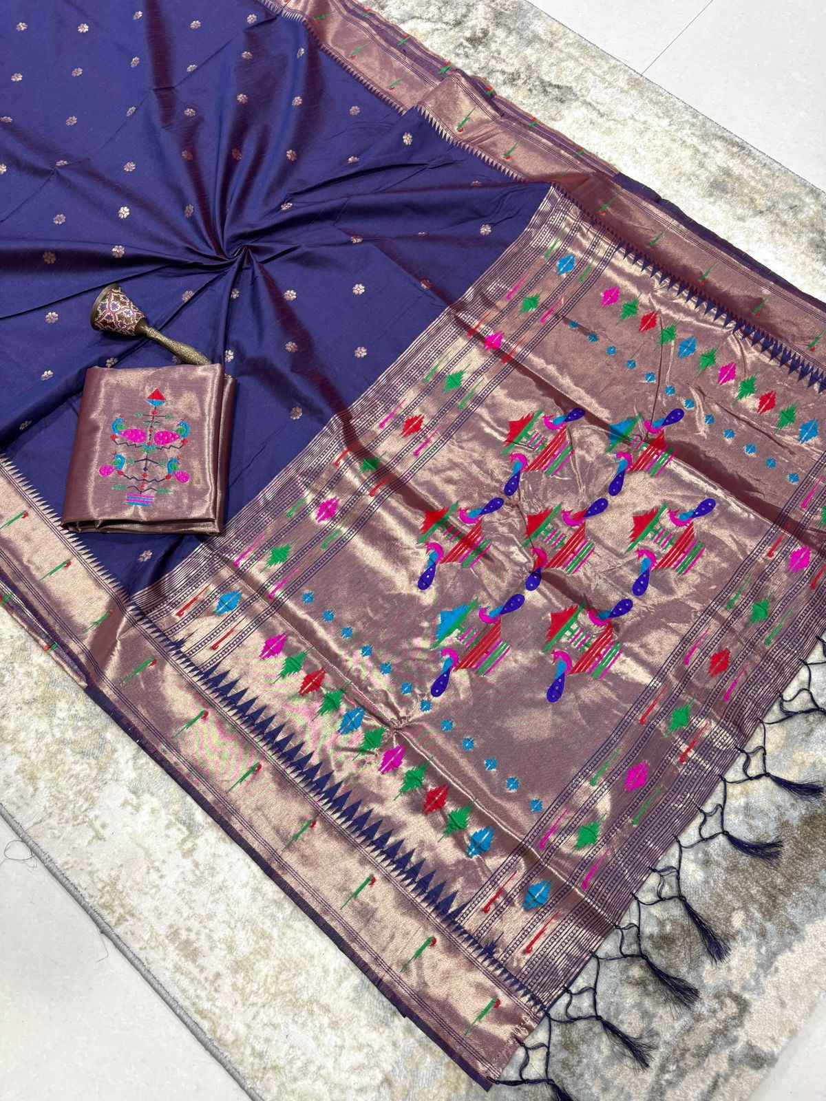 KHADI RAW SILK MUNIYA PAITHANI RICH ZARI WEAVING SAREE 2 AT WHOLESALE PRICE  