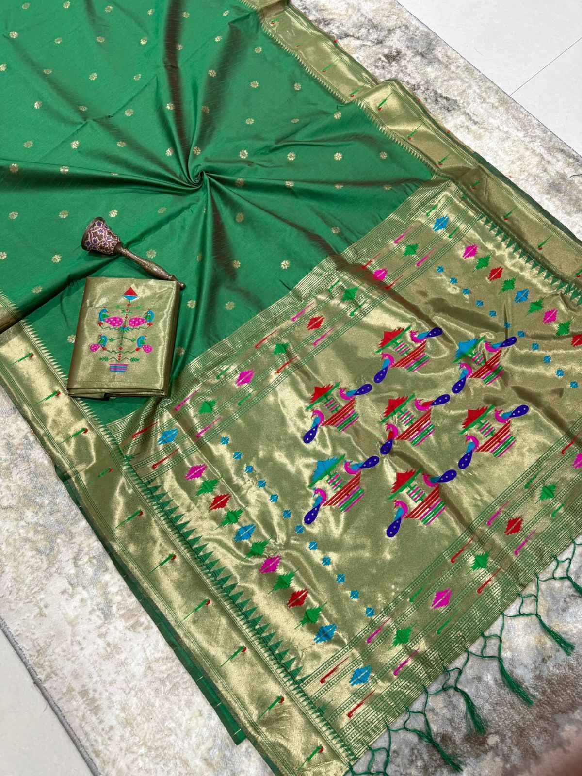 KHADI RAW SILK MUNIYA PAITHANI RICH ZARI WEAVING SAREE 2 AT WHOLESALE PRICE  