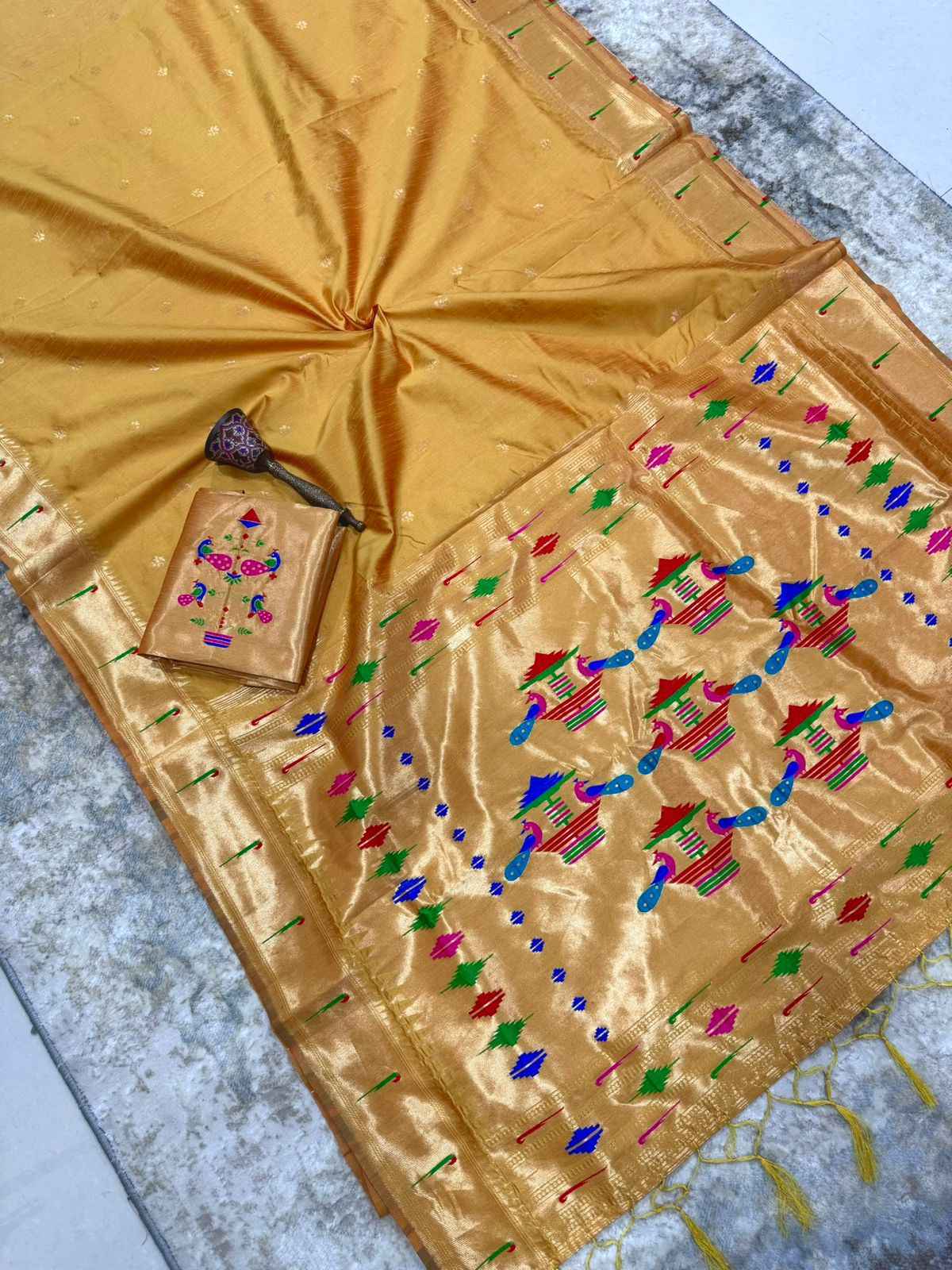 KHADI RAW SILK MUNIYA PAITHANI RICH ZARI WEAVING SAREE 2 AT WHOLESALE PRICE  