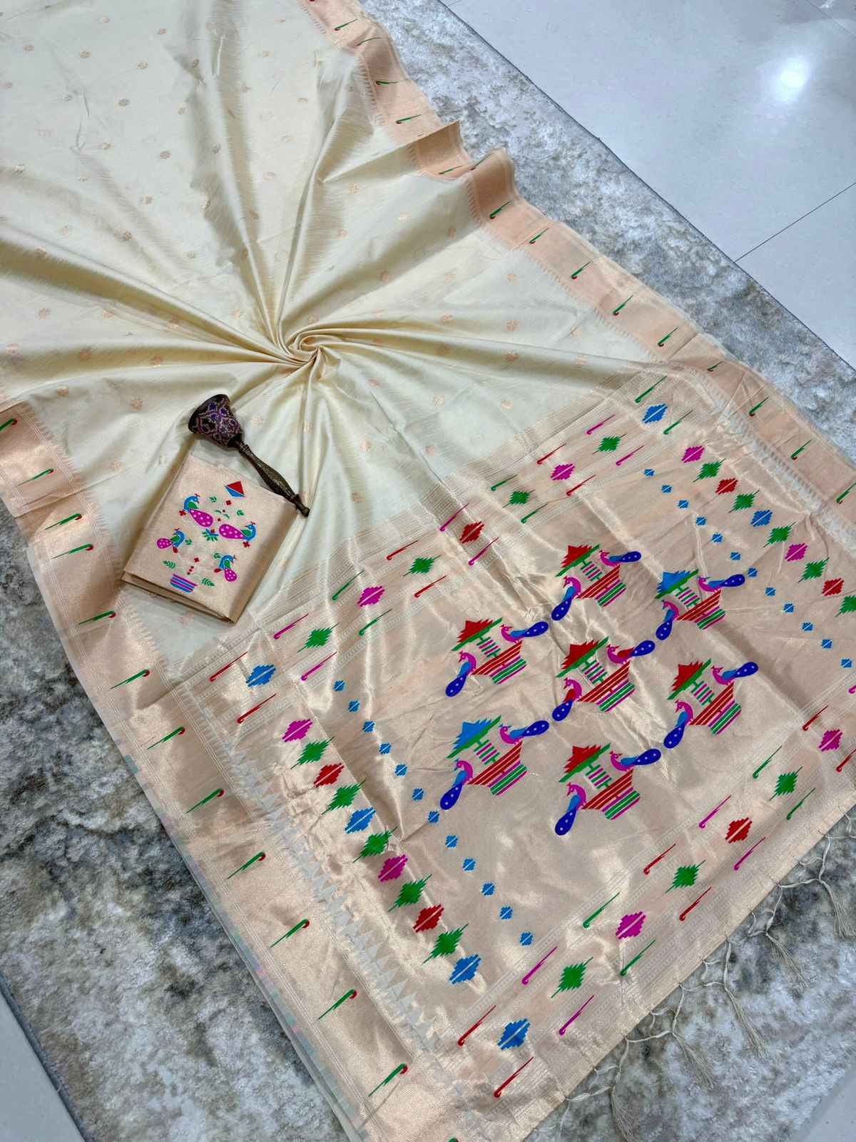 KHADI RAW SILK MUNIYA PAITHANI RICH ZARI WEAVING SAREE 2 AT WHOLESALE PRICE  