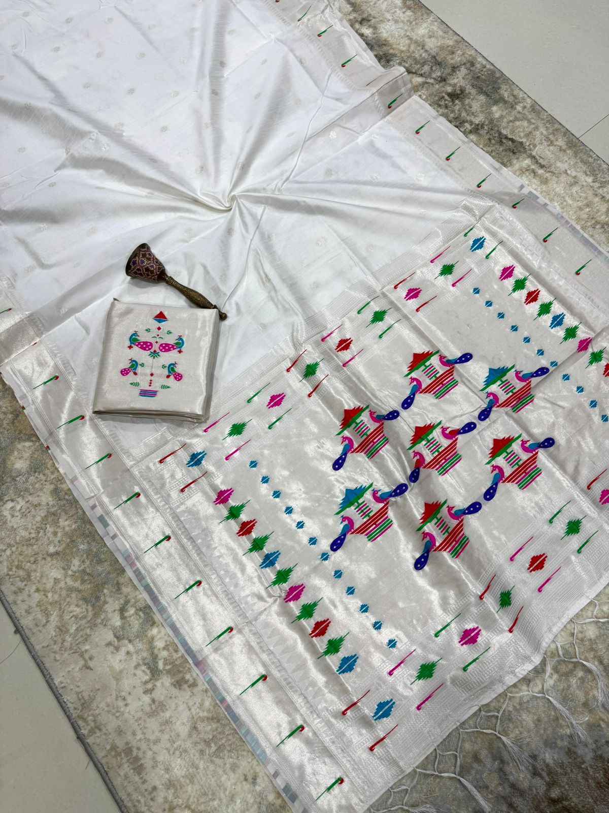 KHADI RAW SILK MUNIYA PAITHANI RICH ZARI WEAVING SAREE 2 AT WHOLESALE PRICE  