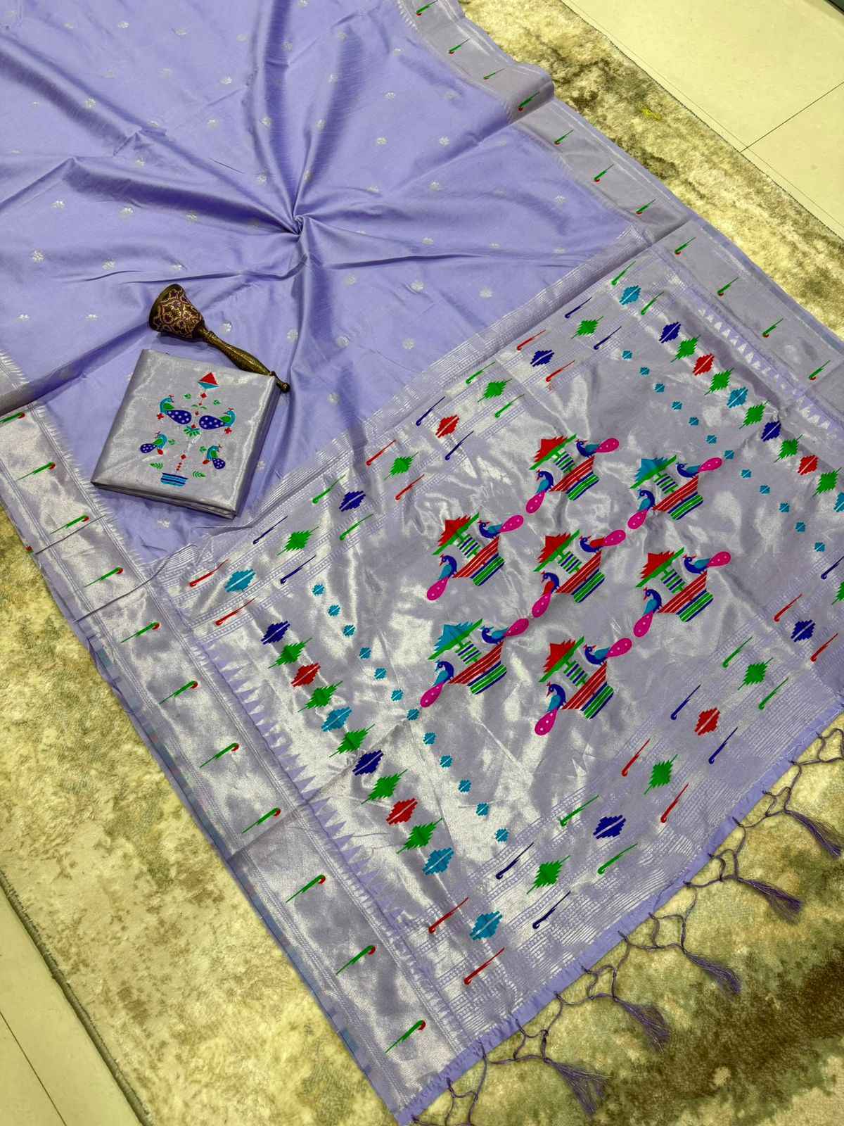 KHADI RAW SILK MUNIYA PAITHANI RICH ZARI WEAVING SAREE 2 AT WHOLESALE PRICE  