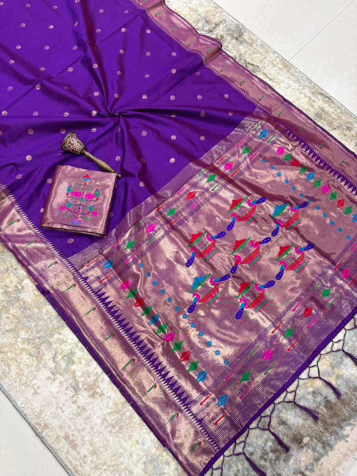 KHADI RAW SILK MUNIYA PAITHANI RICH ZARI WEAVING SAREE 2 AT WHOLESALE PRICE  