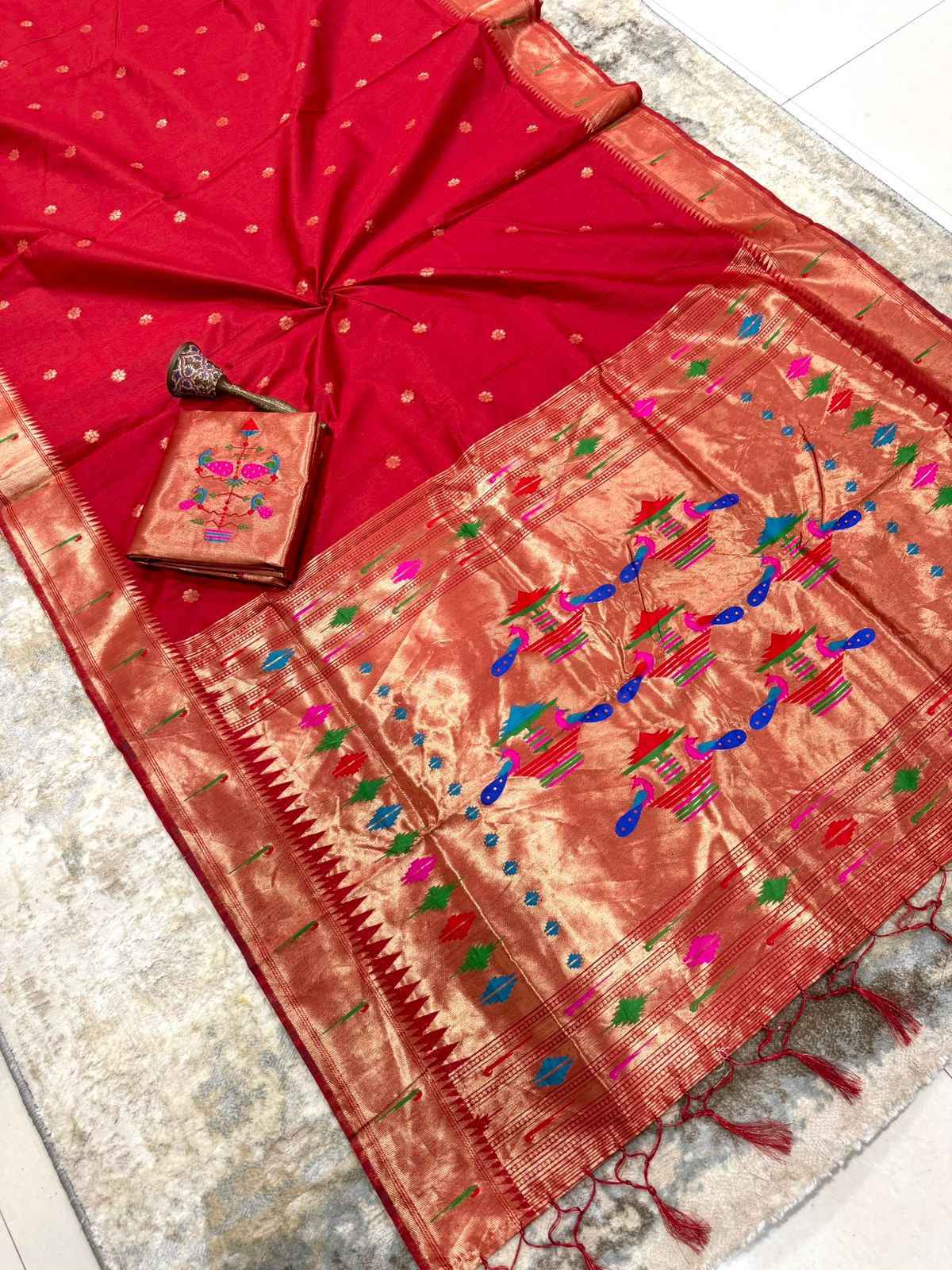 KHADI RAW SILK MUNIYA PAITHANI RICH ZARI WEAVING SAREE 2 AT WHOLESALE PRICE  