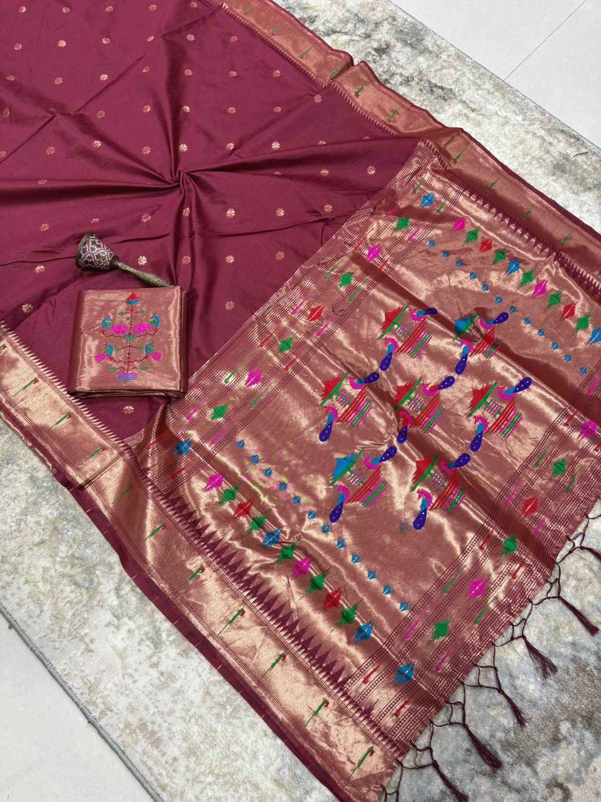 KHADI RAW SILK MUNIYA PAITHANI RICH ZARI WEAVING SAREE 2 AT WHOLESALE PRICE  