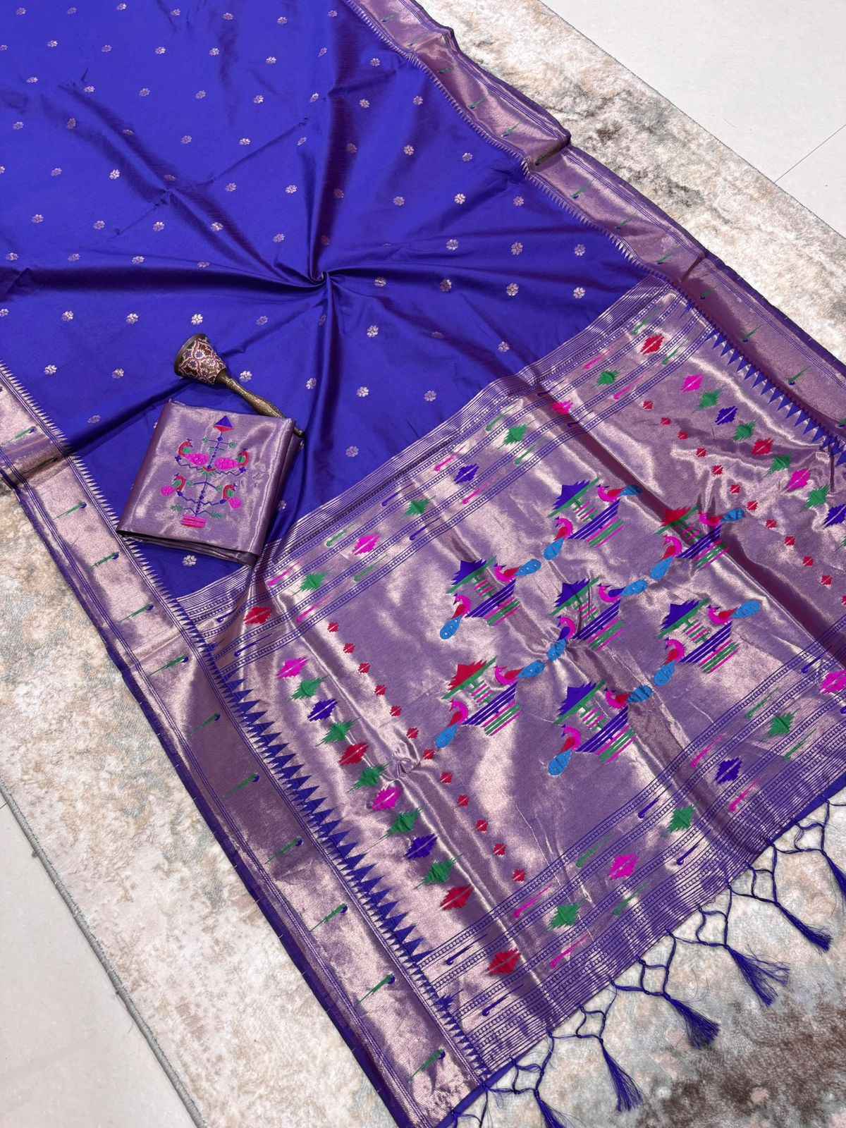 KHADI RAW SILK MUNIYA PAITHANI RICH ZARI WEAVING SAREE 2 AT WHOLESALE PRICE  