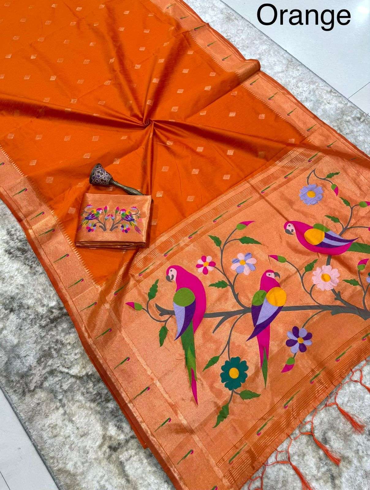 KHADI RAW SILK MUNIYA PAITHANI RICH ZARI WEAVING SAREE 3 AT WHOLESALE PRICE  