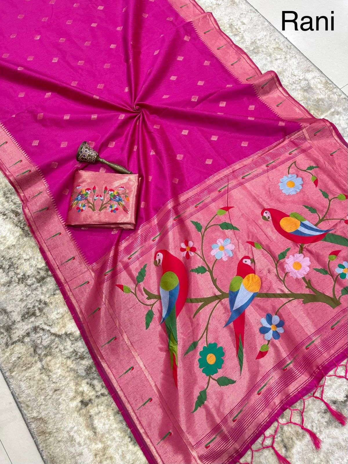 KHADI RAW SILK MUNIYA PAITHANI RICH ZARI WEAVING SAREE 3 AT WHOLESALE PRICE  