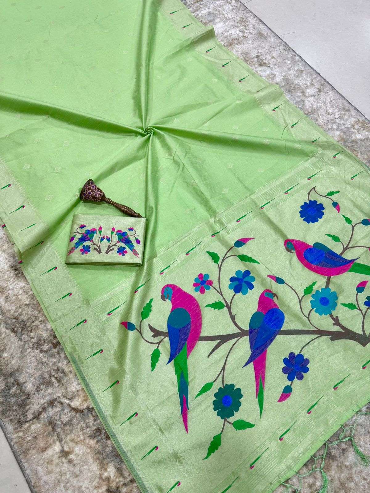 KHADI RAW SILK MUNIYA PAITHANI RICH ZARI WEAVING SAREE 3 AT WHOLESALE PRICE  