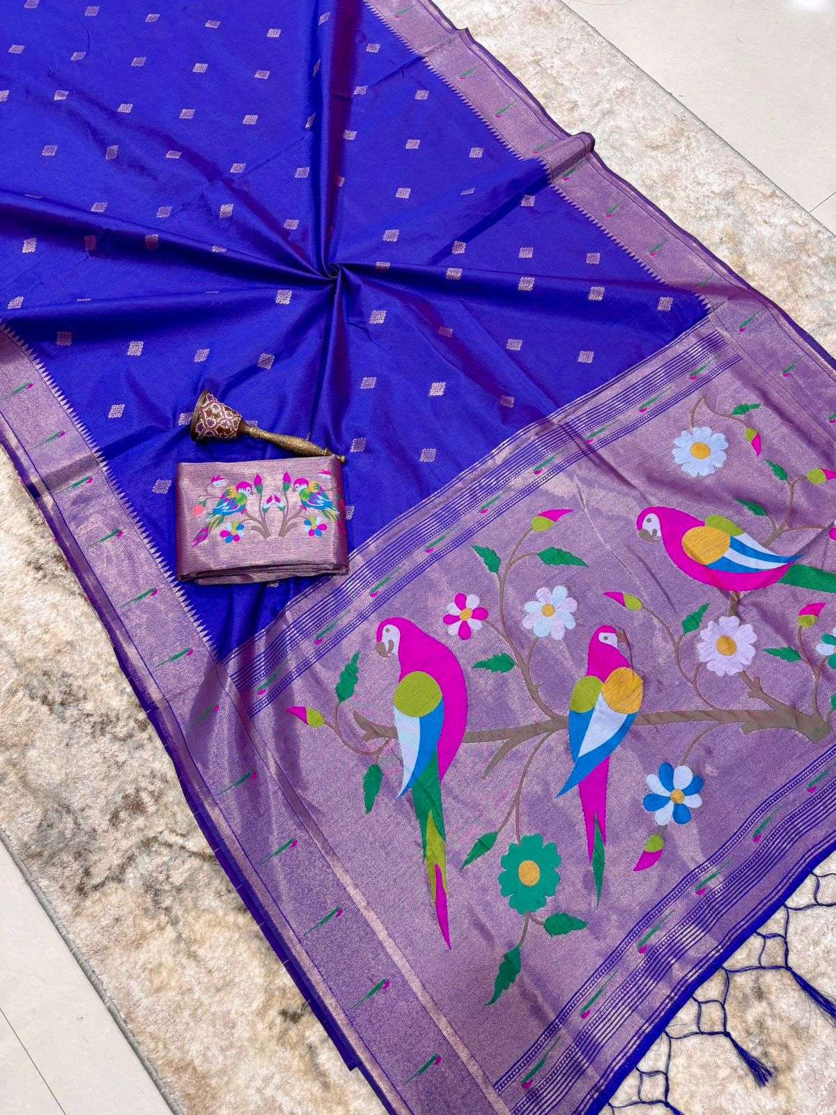 KHADI RAW SILK MUNIYA PAITHANI RICH ZARI WEAVING SAREE 3 AT WHOLESALE PRICE  