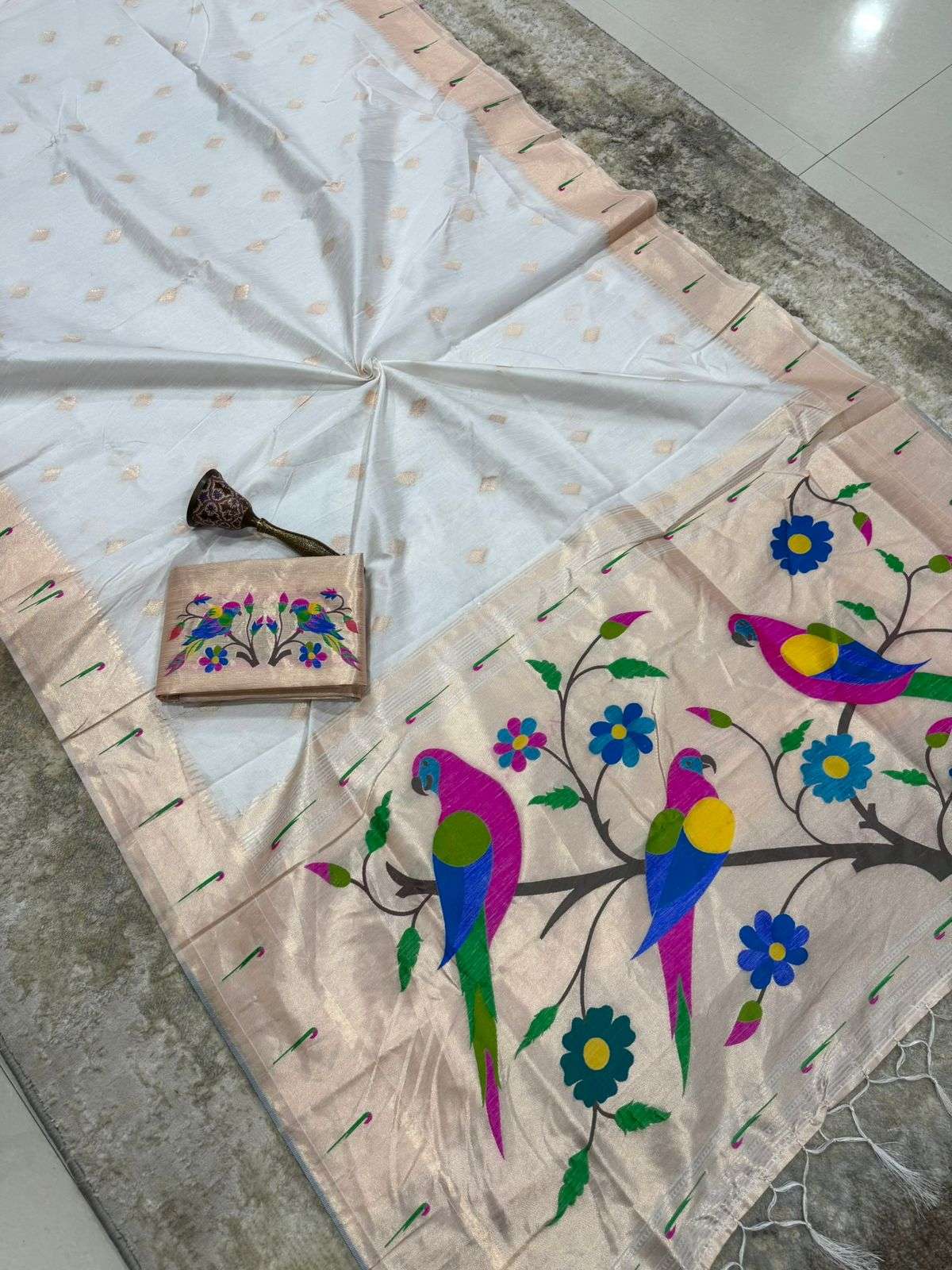 KHADI RAW SILK MUNIYA PAITHANI RICH ZARI WEAVING SAREE 3 AT WHOLESALE PRICE  