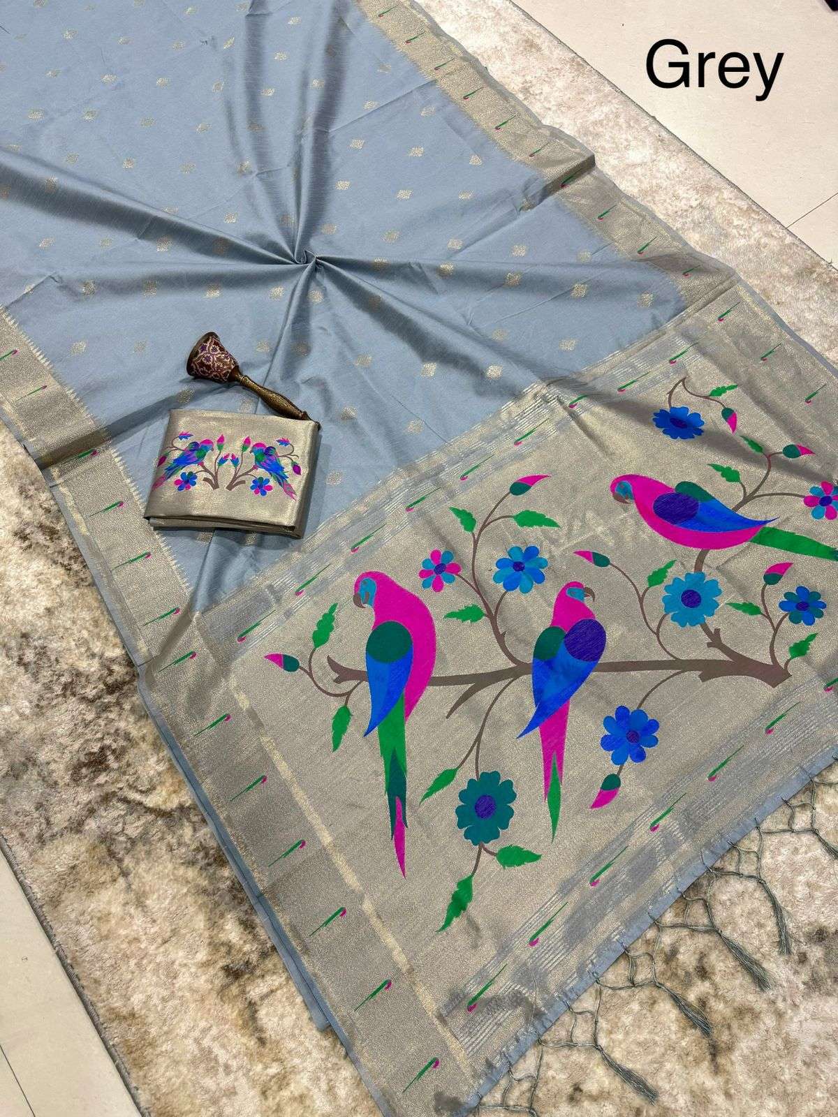 KHADI RAW SILK MUNIYA PAITHANI RICH ZARI WEAVING SAREE 3 AT WHOLESALE PRICE  