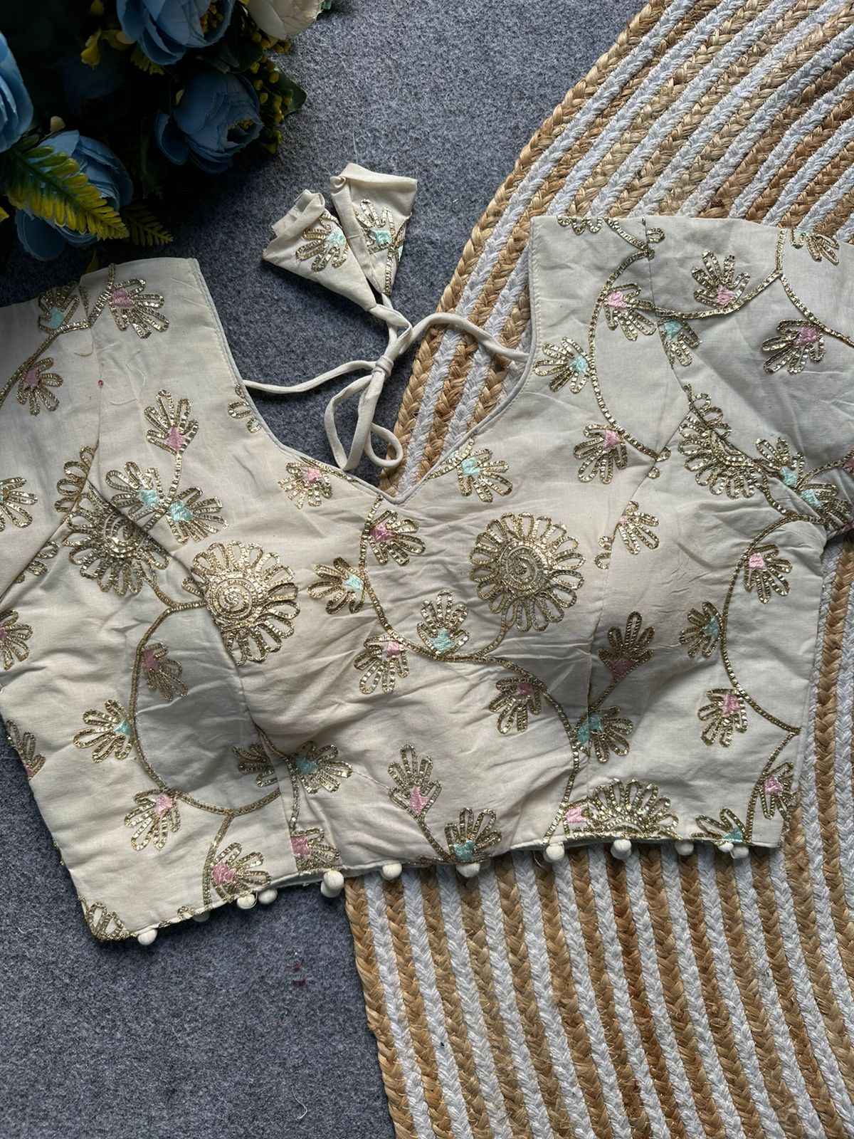 PURE KHADI GOTTA WORK READYMADE BLOUSE AT WHOLESALE PRICE 