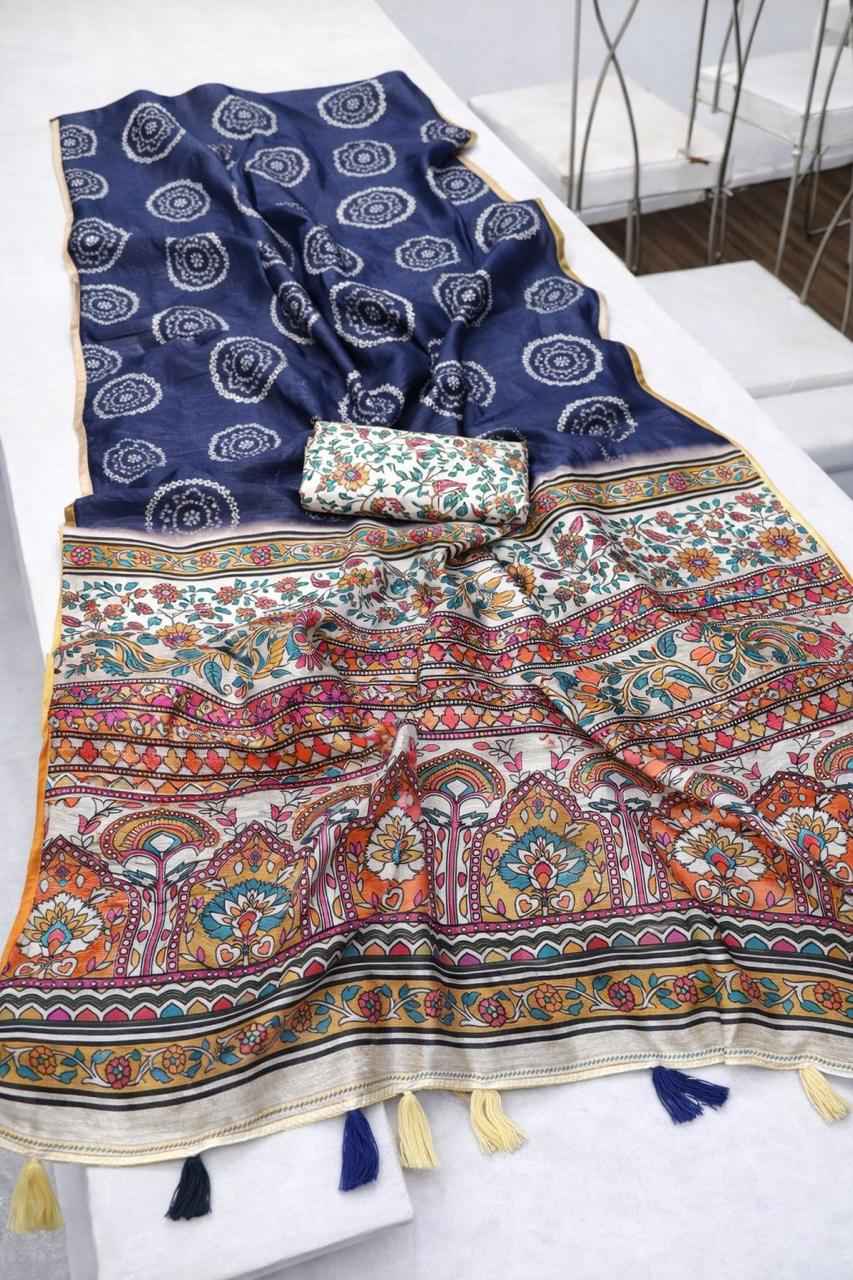 LINEN DIGITAL PRINT WITH KALAMKARI BANDHANI PRINT SAREE AT WHOLESALE PRICE