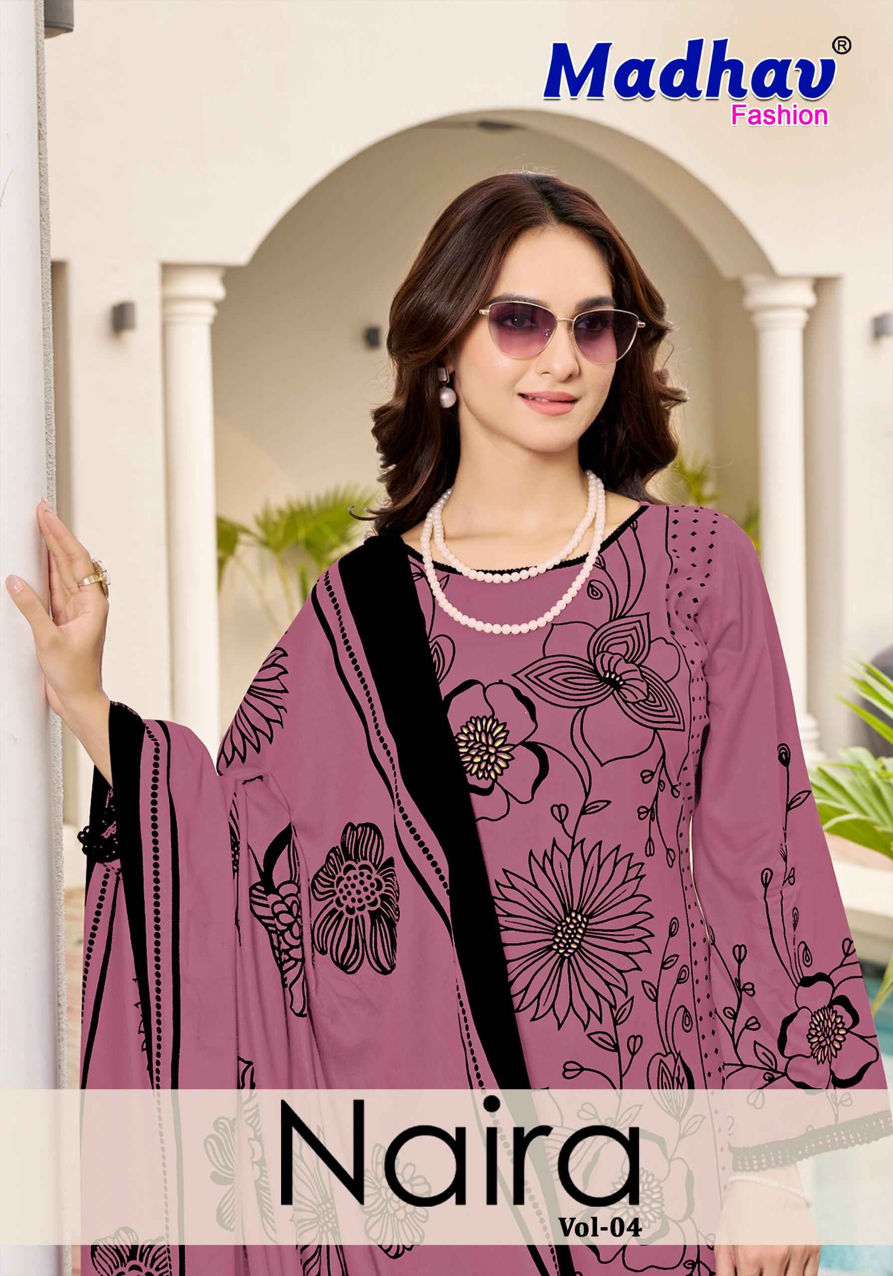 MADHAV NAIRA VOL-4 RAYON PRINTED DRESS MATERIAL AT WHOLESALE PRICE