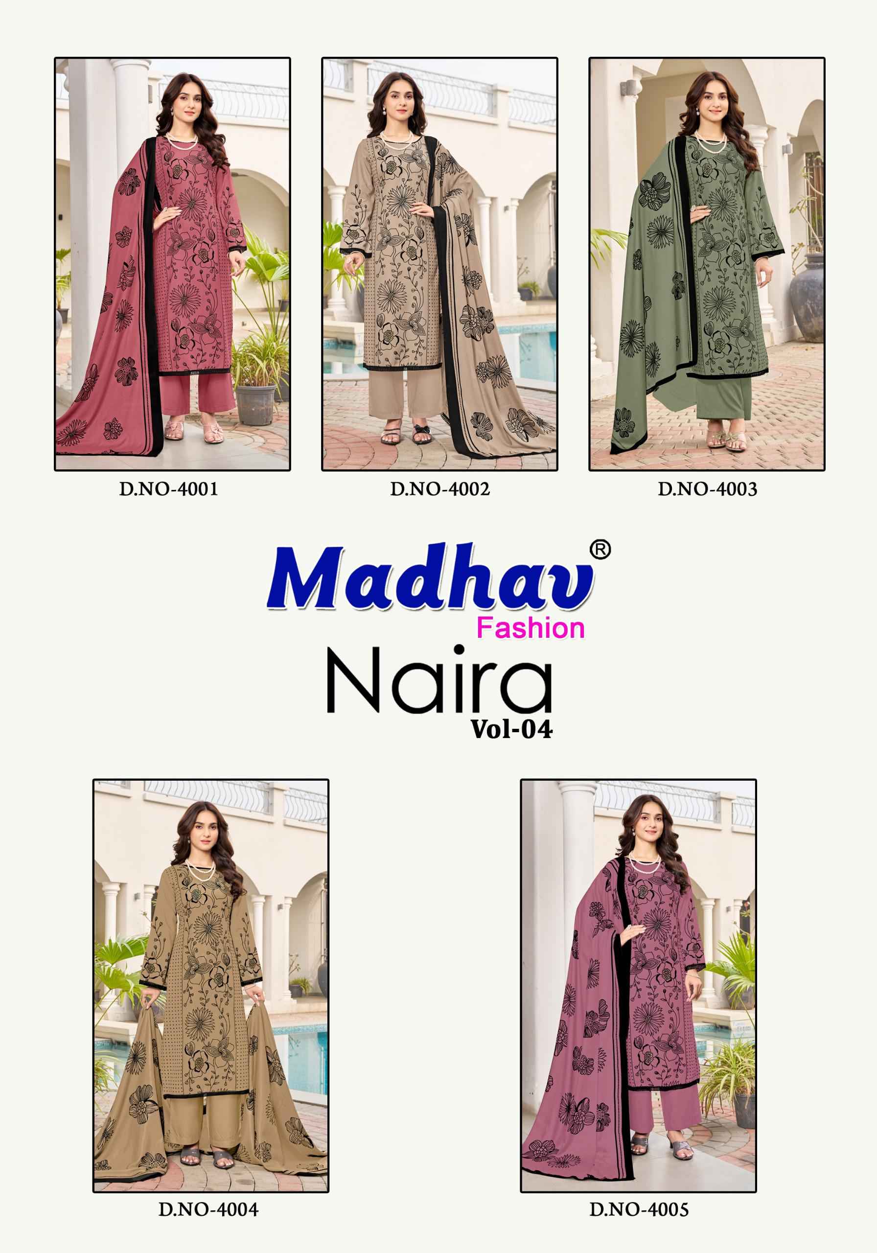 MADHAV NAIRA VOL-4 RAYON PRINTED DRESS MATERIAL AT WHOLESALE PRICE
