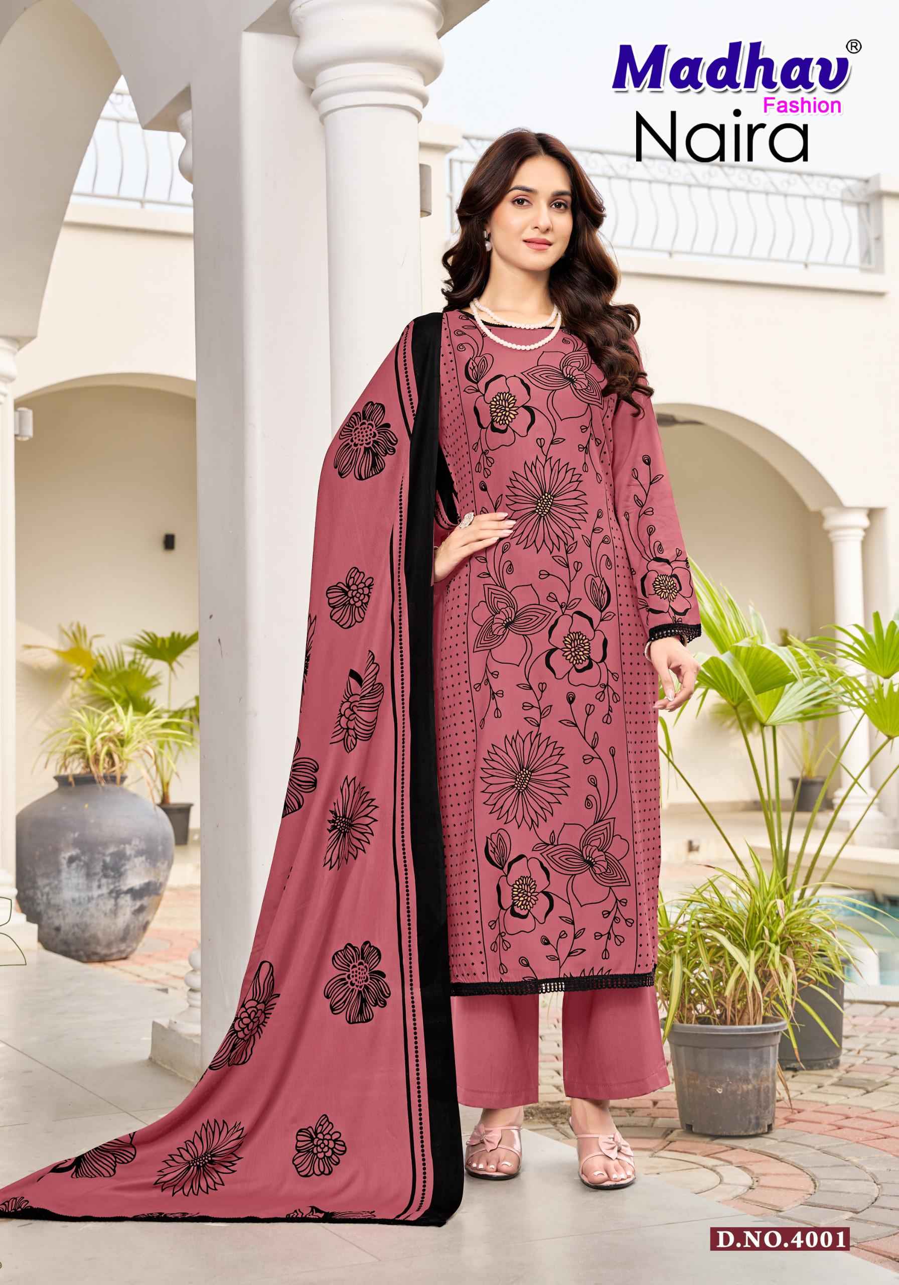 MADHAV NAIRA VOL-4 RAYON PRINTED DRESS MATERIAL AT WHOLESALE PRICE