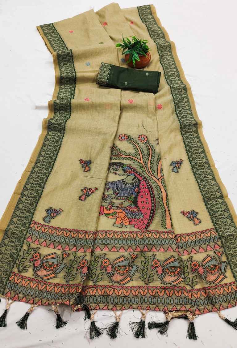 SOFT PURE MUGA COTTON MEENAKARI WEAVING SAREE 1 AT WHOLESALE PRICE