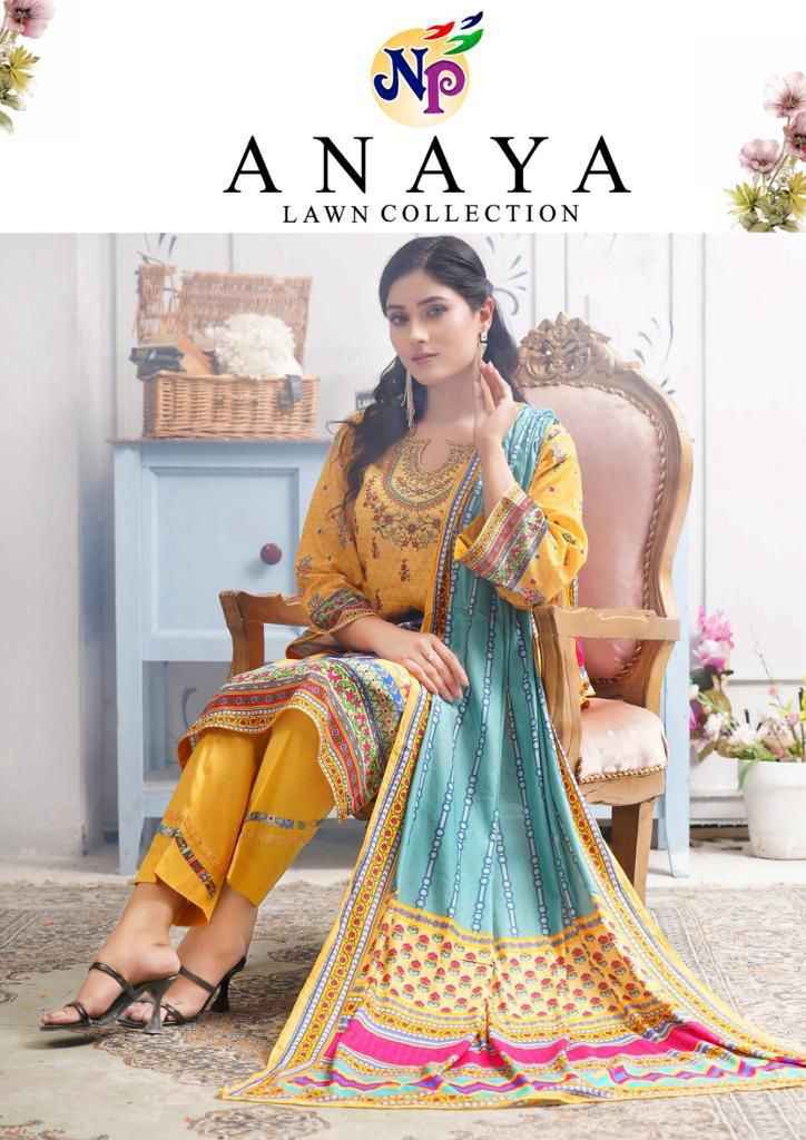  N P PRINT ANAYA HEAVY LAWN COTTON PRINTED DRESS MATERIAL AT WHOLESALE PRICE