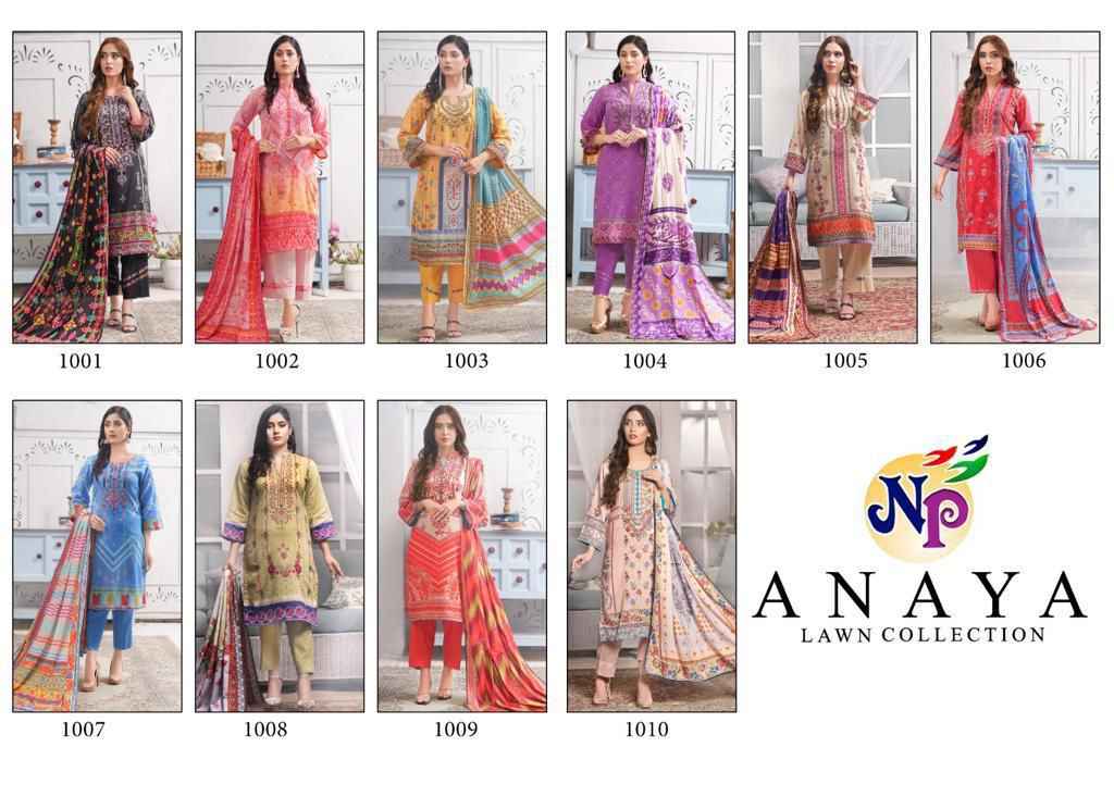  N P PRINT ANAYA HEAVY LAWN COTTON PRINTED DRESS MATERIAL AT WHOLESALE PRICE