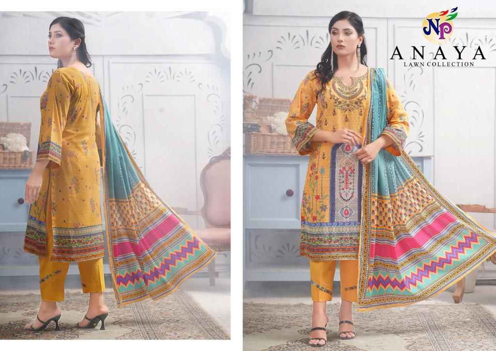  N P PRINT ANAYA HEAVY LAWN COTTON PRINTED DRESS MATERIAL AT WHOLESALE PRICE