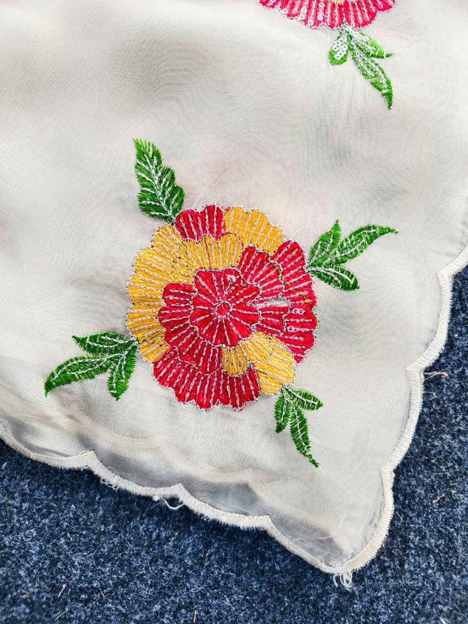 PURE ORGANZA FLORAL EMBROIDERY WORK SAREE AT WHOLESALE PRICE