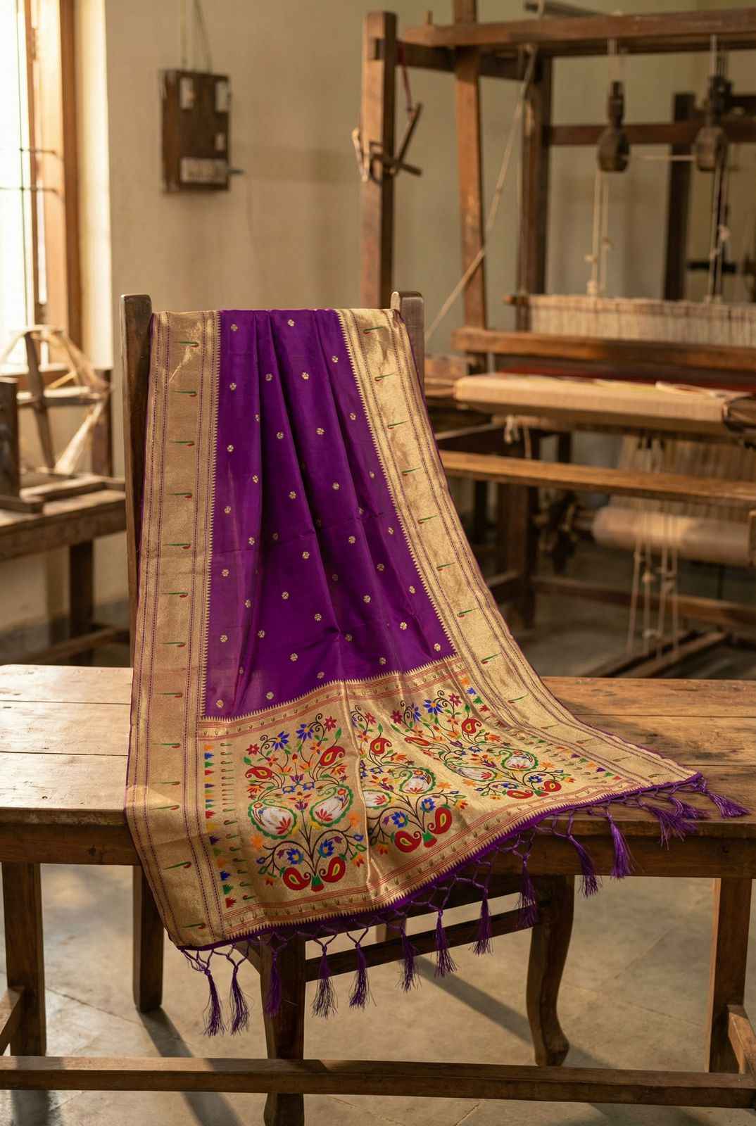 SOFT SILK WEAVING MUNIYA BORDER PAITHANI DUPATTA AT WHOLESALE PRICE