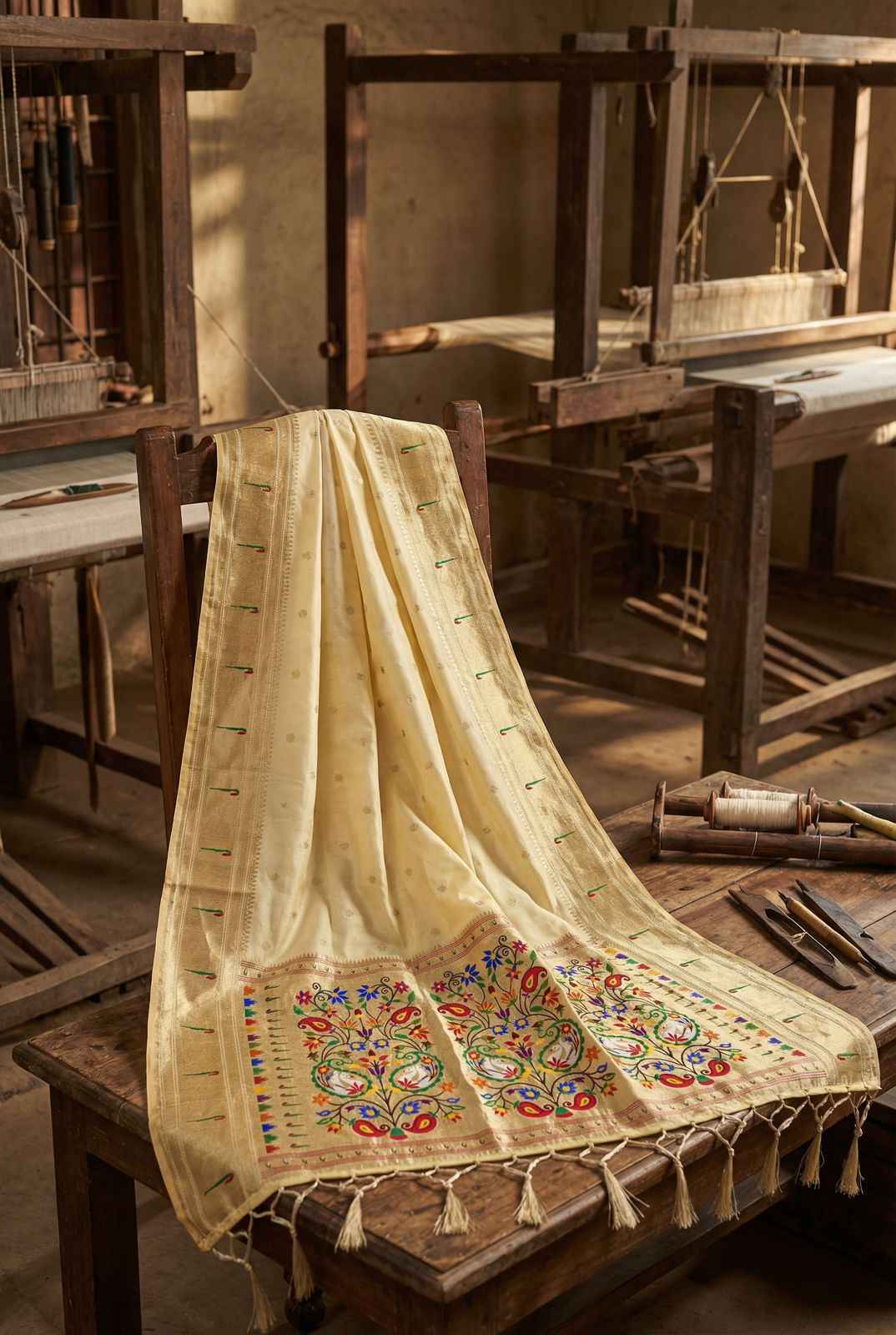 SOFT SILK WEAVING MUNIYA BORDER PAITHANI DUPATTA AT WHOLESALE PRICE