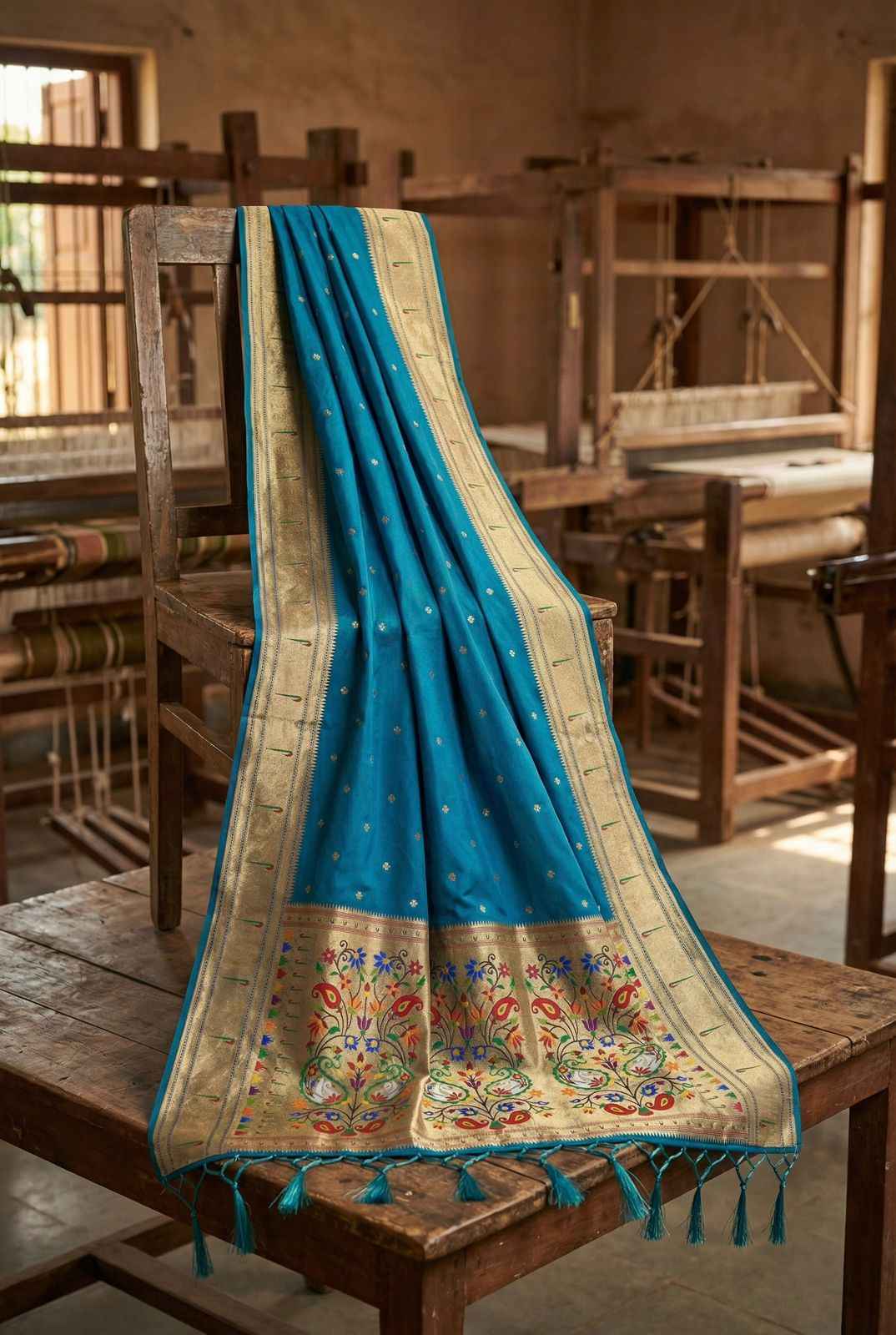 SOFT SILK WEAVING MUNIYA BORDER PAITHANI DUPATTA AT WHOLESALE PRICE