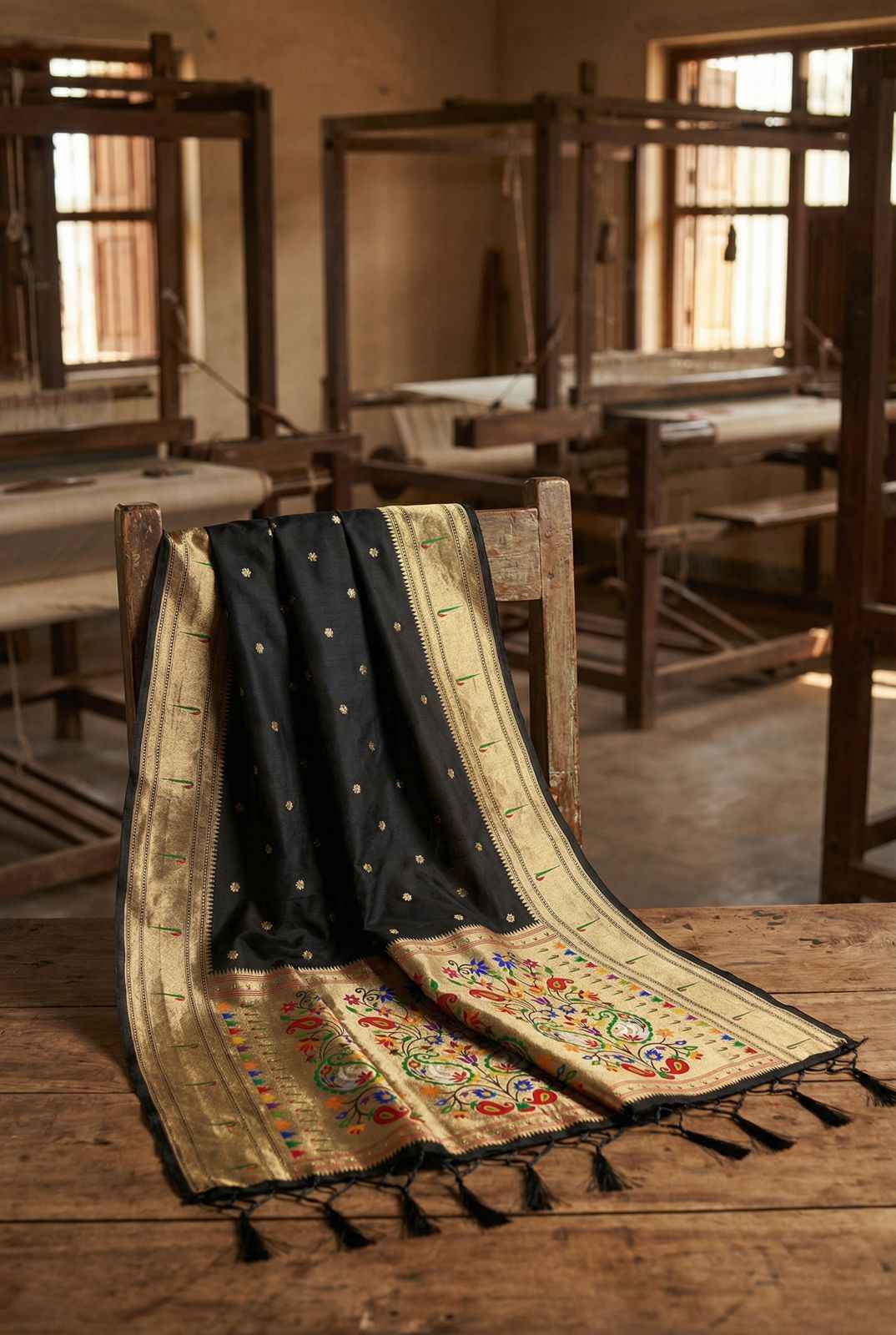 SOFT SILK WEAVING MUNIYA BORDER PAITHANI DUPATTA AT WHOLESALE PRICE