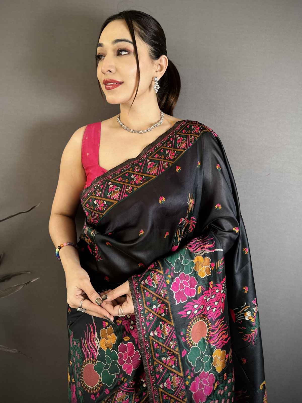 PASHMINA SILK MEENAKARI KASHMIRI WEAVES SAREE AT WHOLESALE PRICE