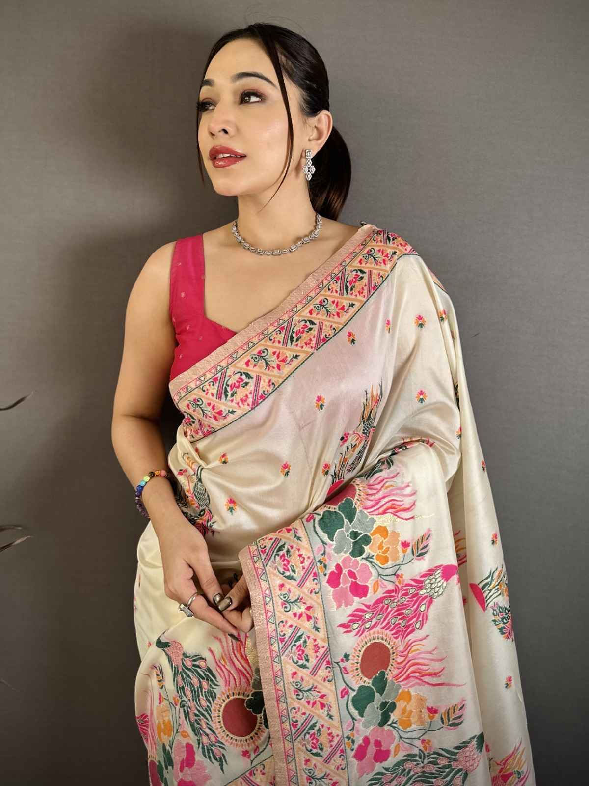 PASHMINA SILK MEENAKARI KASHMIRI WEAVES SAREE AT WHOLESALE PRICE