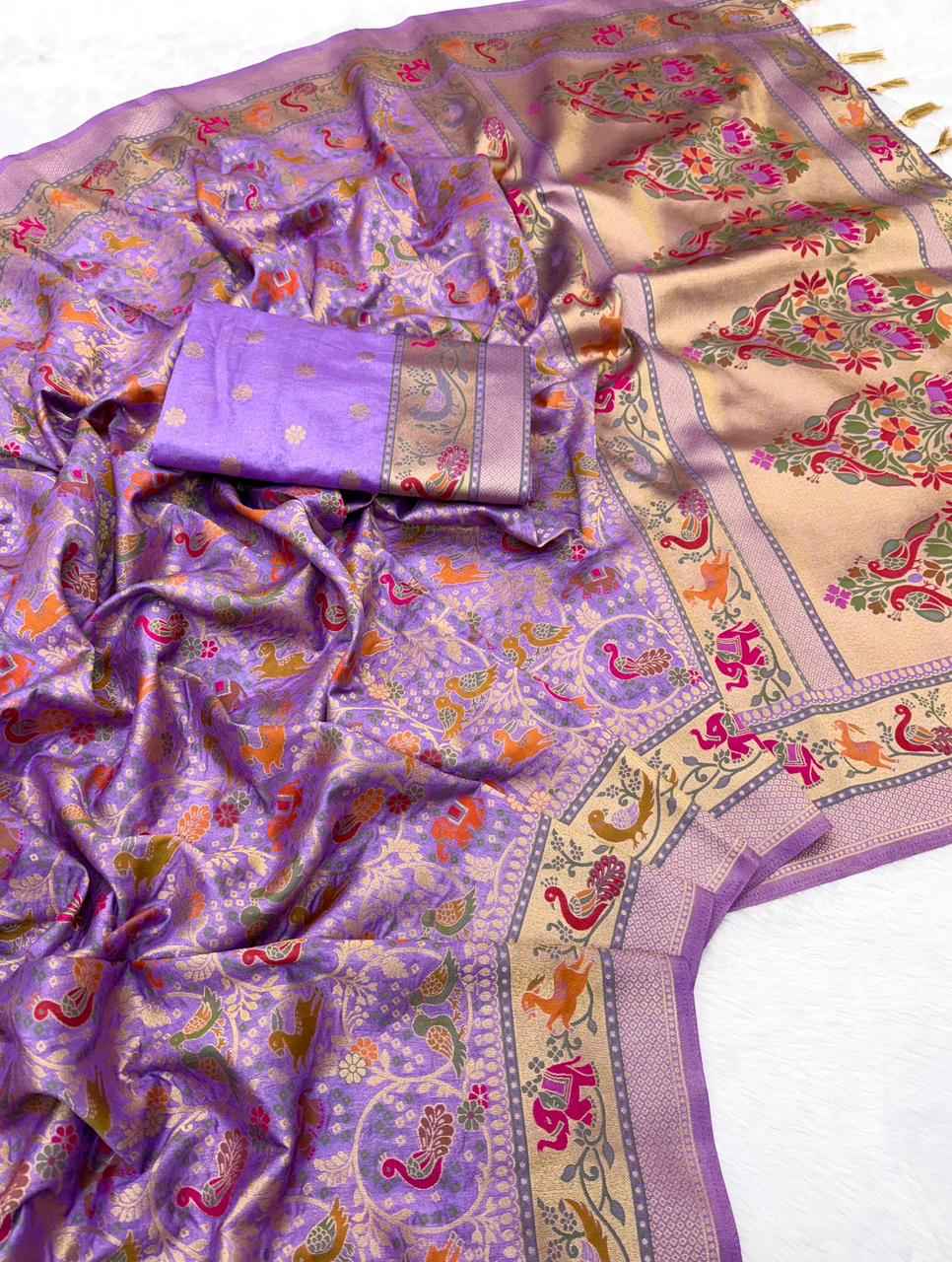 PURE SOFT RAJWADI PASHMINA PAITHANI STYLE SILK WEAVING SAREE AT WHOLESALE PRICE