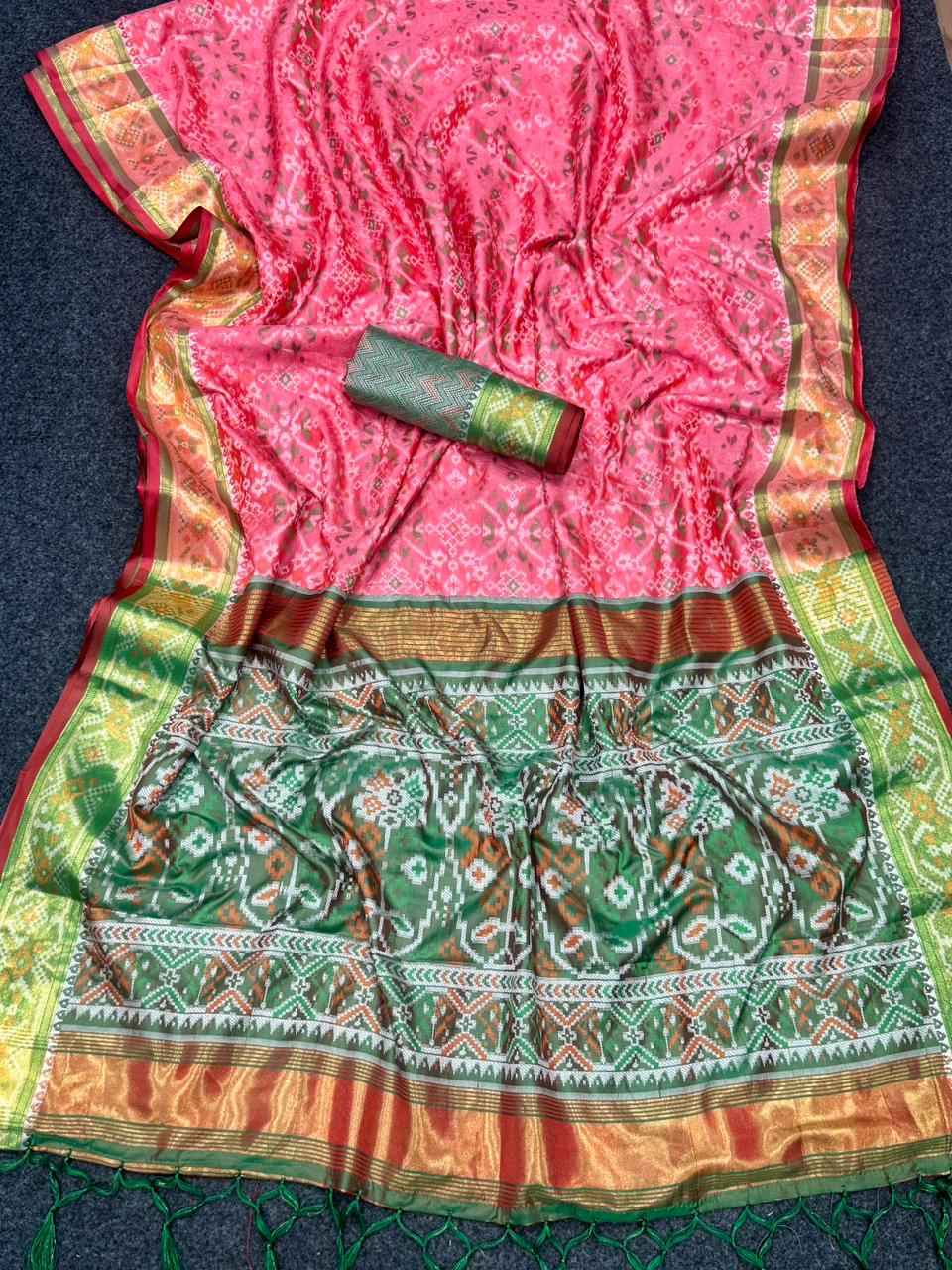 PATOLA TRADITIONAL MOTIFS RICH ZARI WOVEN SAREE AT WHOLESALE PRICE