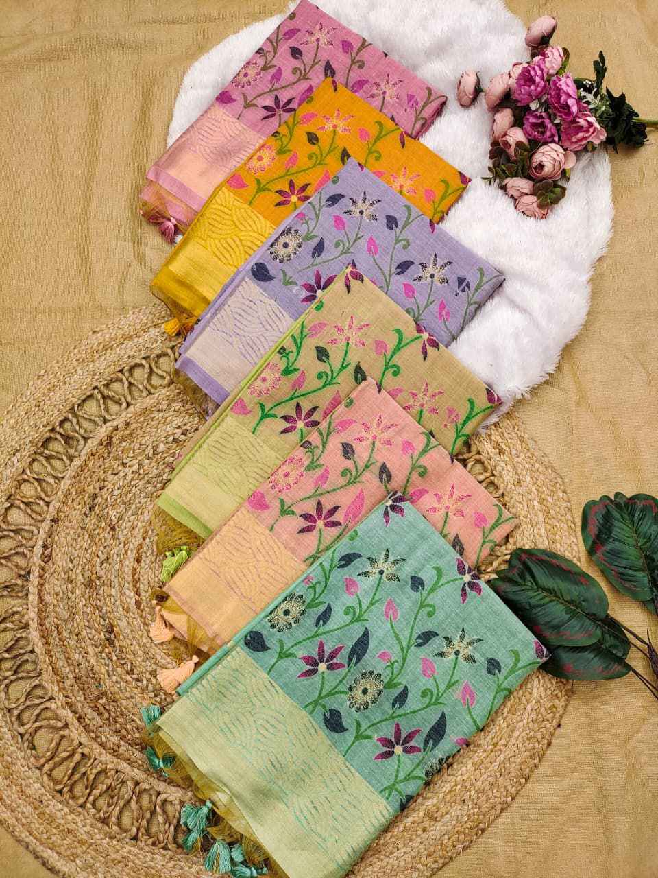 PREMIUM SOFT CHANDERI COTTON FLORAL ZARI WEAVING SAREE AT WHOLESALE PRICE 