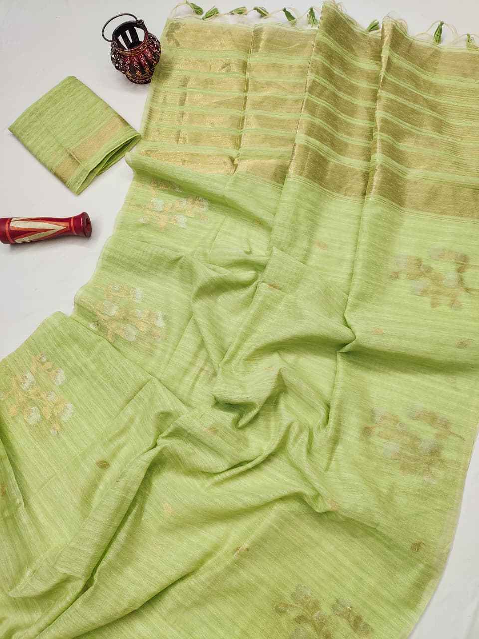 PREMIUM SOFT JUTE LINEN SILK ZARI WEAVING SAREE AT WHOLESALE PRICE