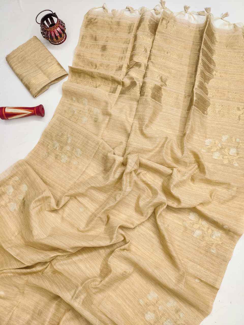 PREMIUM SOFT JUTE LINEN SILK ZARI WEAVING SAREE AT WHOLESALE PRICE