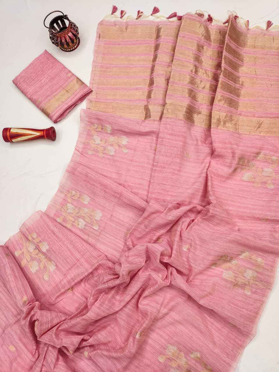 PREMIUM SOFT JUTE LINEN SILK ZARI WEAVING SAREE AT WHOLESALE PRICE