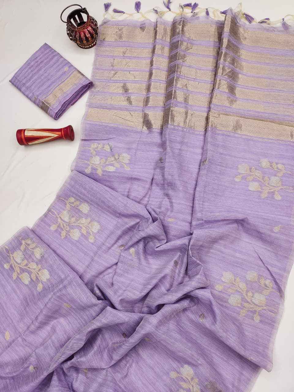 PREMIUM SOFT JUTE LINEN SILK ZARI WEAVING SAREE AT WHOLESALE PRICE