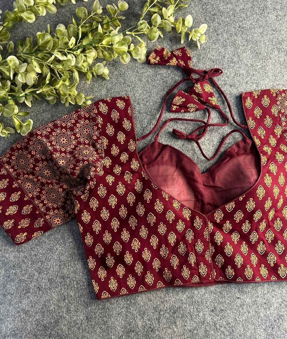PURE AJRAKH COTTON PRINTED HALTER NECK BLOUSE AT WHOLESALE PRICE