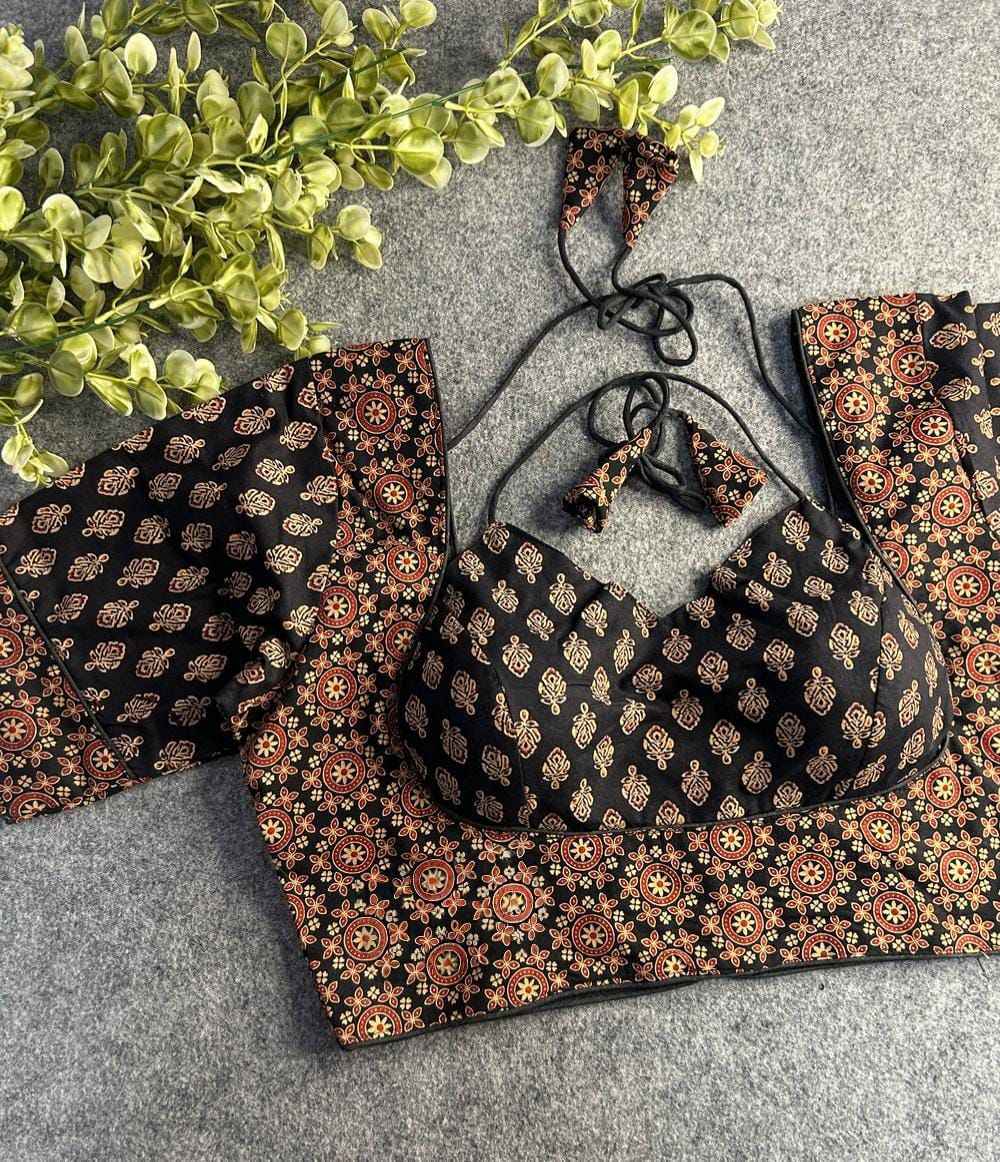 PURE AJRAKH COTTON PRINTED HALTER NECK BLOUSE AT WHOLESALE PRICE