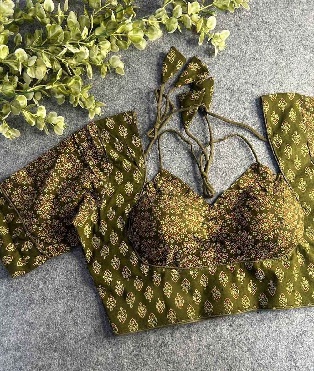 PURE AJRAKH COTTON PRINTED HALTER NECK BLOUSE AT WHOLESALE PRICE