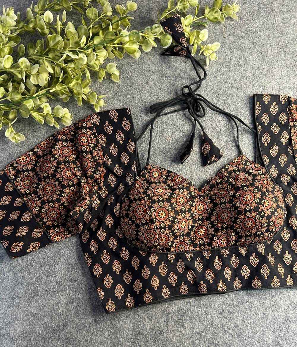 PURE AJRAKH COTTON PRINTED HALTER NECK BLOUSE AT WHOLESALE PRICE