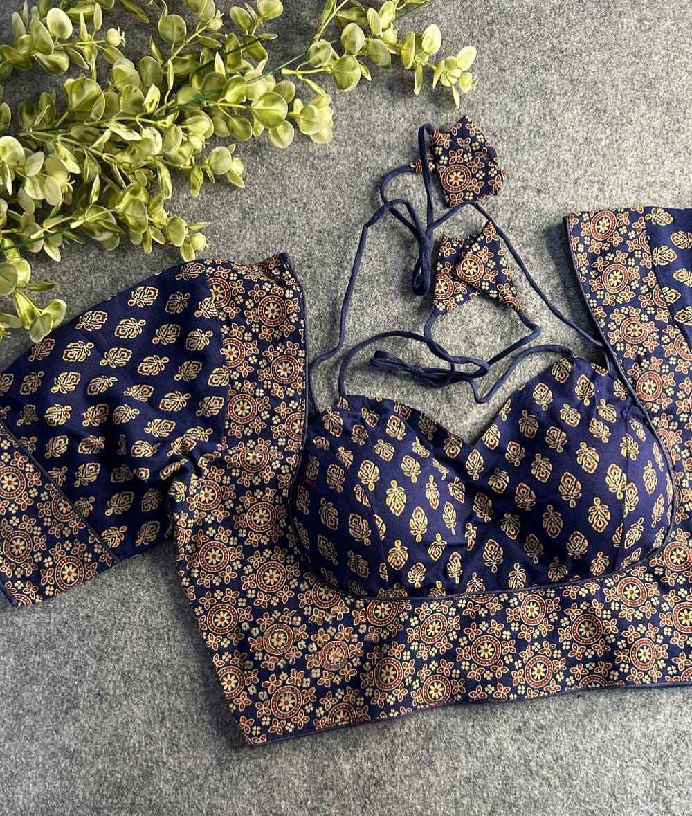 PURE AJRAKH COTTON PRINTED HALTER NECK BLOUSE AT WHOLESALE PRICE