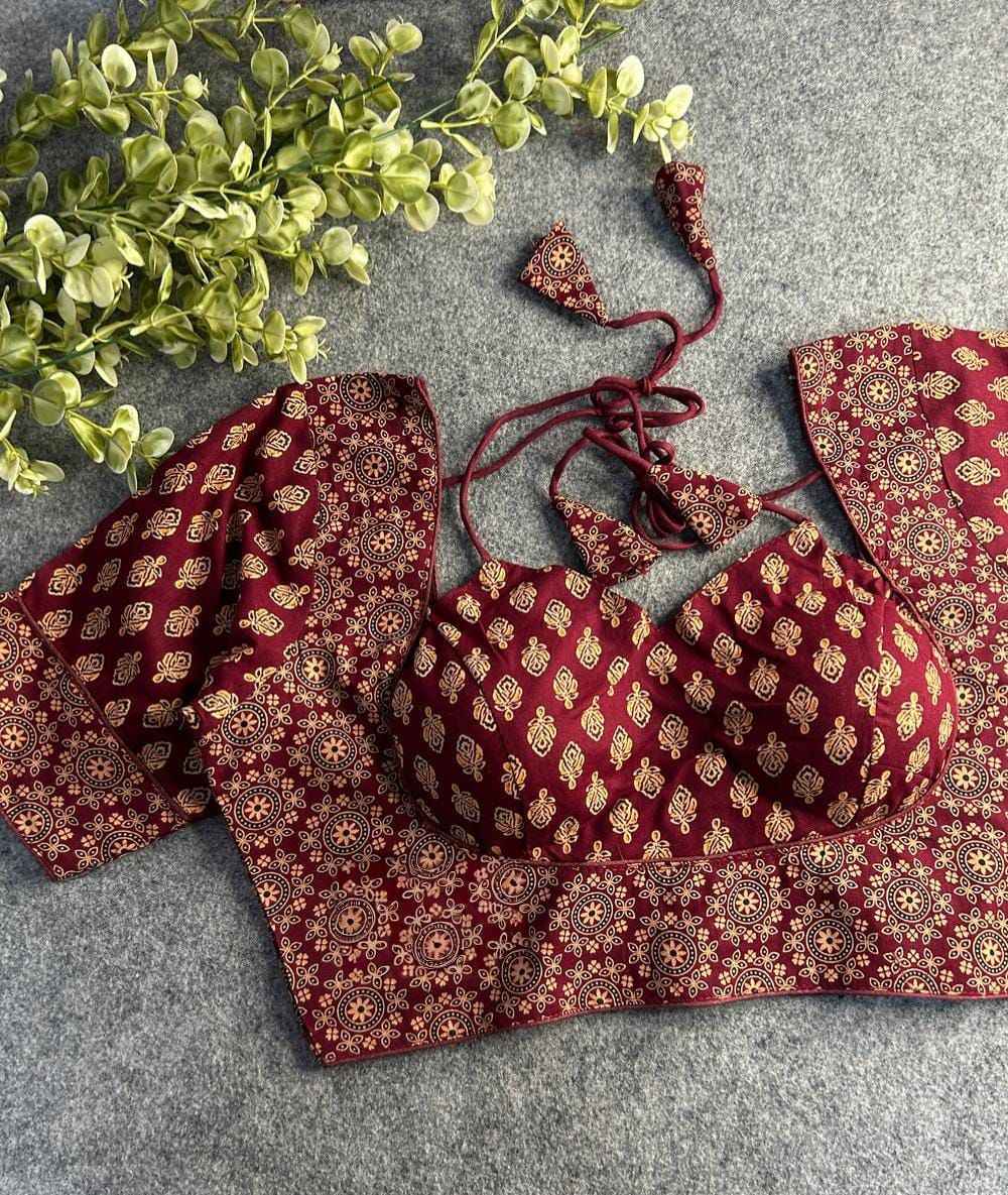 PURE AJRAKH COTTON PRINTED HALTER NECK BLOUSE AT WHOLESALE PRICE